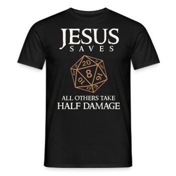 Role Play Jesus Saves, Rollenspiel Würfel - Männer T-Shirt - Schwarz - Vorne - AI Model Male 178 light (178cm)