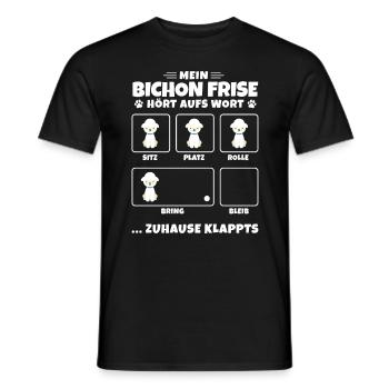 Bichon Frise canins de chien floqué - T-shirt homme - noir - Devant - AI Model Male 178 light (178cm)
