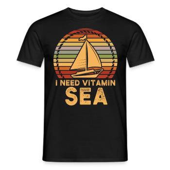 Boot, Schiff, Segeln Spruch I need vitamine sea - Männer T-Shirt - Schwarz - Vorne - AI Model Male 178 light (178cm)