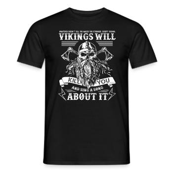 Viking Viking disant, casque viking, homme du Nord. - T-shirt homme - noir - Devant - AI Model Male 178 light (178cm)
