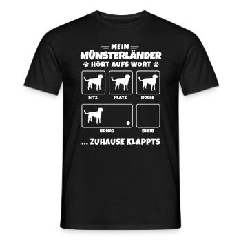 Kleiner Münsterländer Hundetricks Vorstehhund - Männer T-Shirt - Schwarz - Vorne - AI Model Male 178 light (178cm)
