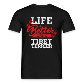 Life is better with a Tibetan Terrier herding dog - Men's T-Shirt - black - Front - AI Model Male 178 light (178cm)