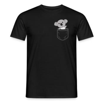 Koala dans la poche poitrine Poche koalas Poche koala - T-shirt homme - noir - Devant - AI Model Male 178 light (178cm)