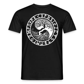 Ying Yang Odin Nordische Mythologie - Männer T-Shirt - Schwarz - Vorne - AI Model Male 178 light (178cm)