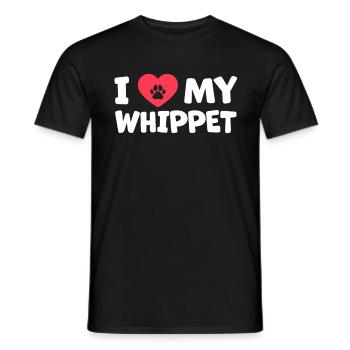 J'adore mon cadeau Whippet British Greyhound - T-shirt homme - noir - Devant - AI Model Male 178 light (178cm)