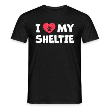 I love my Shetland Sheepdog Sheltie gift - Men's T-Shirt - black - Front - AI Model Male 178 light (178cm)