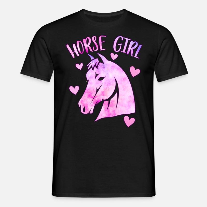 Pferd Mädchen - Männer T-Shirt - Schwarz