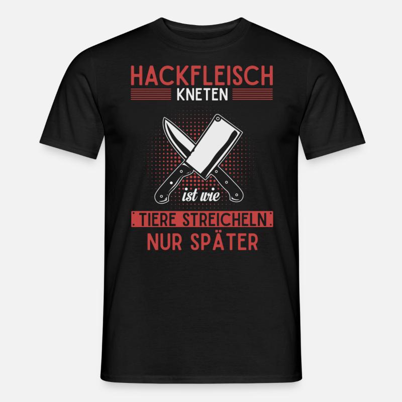 Fleischer und Metzger Geschenk, Hackfleisch - Männer T-Shirt - Schwarz