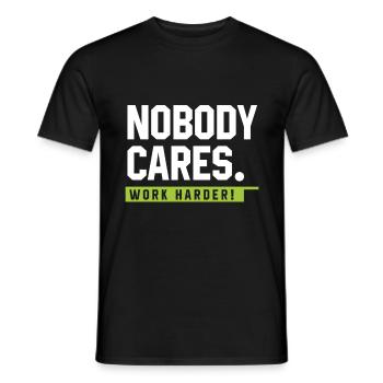 Personne ne se soucie de travailler plus dur - Cadeau de motivation - T-shirt homme - noir - Devant - AI Model Male 178 light (178cm)