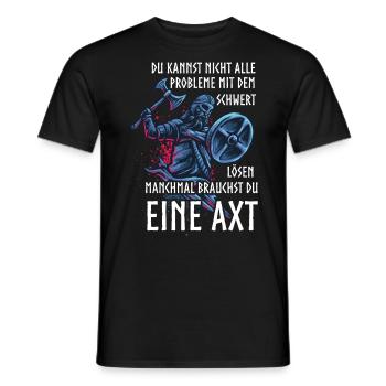 Wikinger, Probleme lösen mit einer Axt - Männer T-Shirt - Schwarz - Vorne - AI Model Male 178 light (178cm)