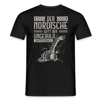 Wikinger, Nordische Gott der Ungeduld, Hammersbald - Männer T-Shirt - Schwarz - Vorne - AI Model Male 178 light (178cm)