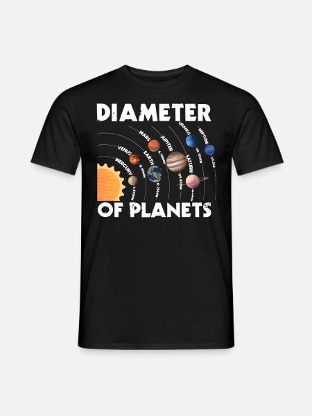 Durchmesser Von Planeten, Solarsystem, Planet - Männer T-Shirt - Schwarz