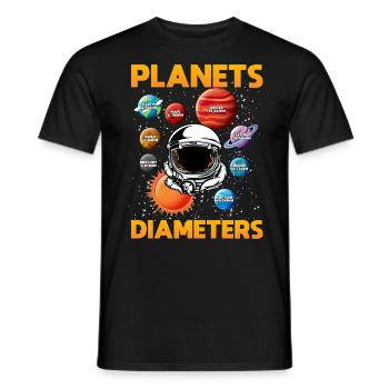 Diamètre des planètes, système solaire, planète - T-shirt homme - noir - Devant - AI Model Male 178 light (178cm)