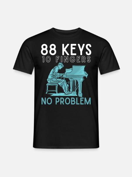 88 Tasten 10 Finger, Klavier, Musiker Pianist - Männer T-Shirt - Schwarz