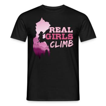 Echte Mädchen Klettern, Kletterer, Boulder - Männer T-Shirt - Schwarz - Vorne - AI Model Male 178 light (178cm)