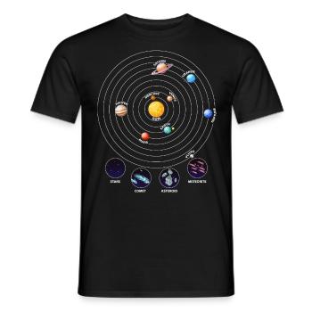 Solar system, planets, universe, astrology - Men's T-Shirt - black - Front - AI Model Male 178 light (178cm)