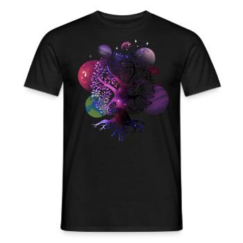 Tree of Life Galaxy, Planets, Solar System, - Men's T-Shirt - black - Front - AI Model Male 178 light (178cm)