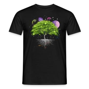 Tree of Life Galaxy, Planets, Solar System, - Men's T-Shirt - black - Front - AI Model Male 178 light (178cm)