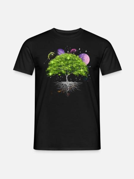 Arbre de la galaxie de la vie, planètes, système solaire, - T-shirt homme - noir