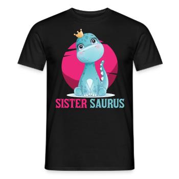 Sœur Saurus, dinosaure, Dino, soeur - T-shirt homme - noir - Devant - AI Model Male 178 light (178cm)