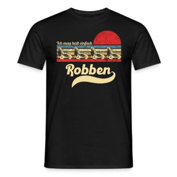 Seehund Retro Vintage Robbe Geschenk - Männer T-Shirt - Schwarz - Vorne - AI Model Male 178 light (178cm)