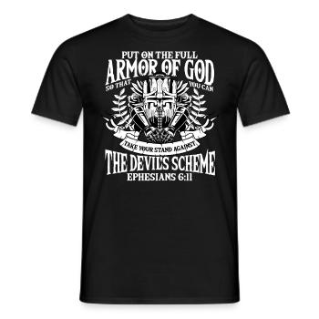 Armor of God, Ephesians 6:11, Bible verse - Men's T-Shirt - black - Front - AI Model Male 178 light (178cm)