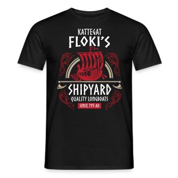 Viking, Kattegat Flokis Shipyard - Men's T-Shirt - black - Front - AI Model Male 178 light (178cm)