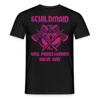 Schildmaid, Vikinger Frau, Vikinger, Nordfrau - Männer T-Shirt - Schwarz - Vorne - AI Model Male 178 light (178cm)