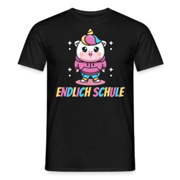 Einhorn, Endlich Schule, Einhörner - Männer T-Shirt - Schwarz - Vorne - AI Model Male 178 light (178cm)