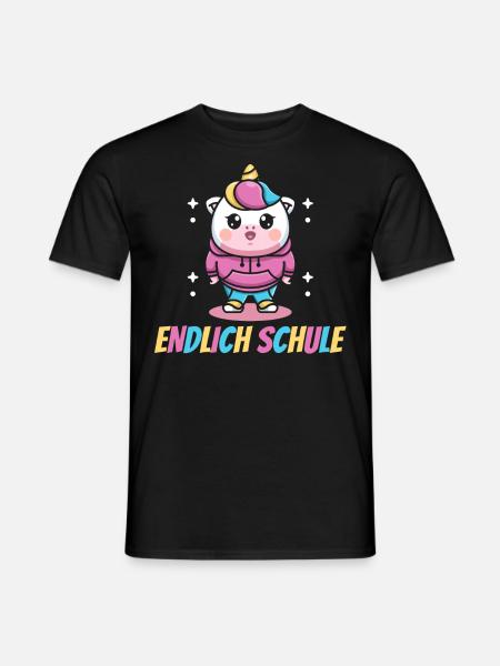 Einhorn, Endlich Schule, Einhörner - Männer T-Shirt - Schwarz
