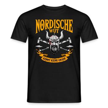 Wikinger, Odin, Valhalla, Nordische Wut - Männer T-Shirt - Schwarz - Vorne - AI Model Male 178 light (178cm)