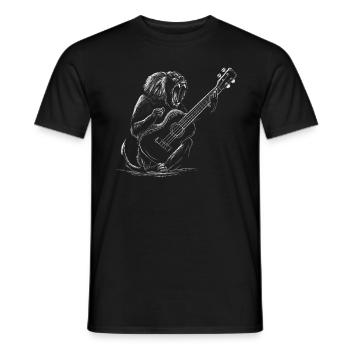Affe mit Ukulele – Musik Design - Männer T-Shirt - Schwarz - Vorne - AI Model Male 178 light (178cm)