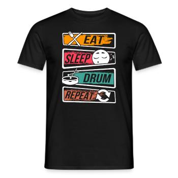 Drummer Eat Sleep Drum Repeat - Men's T-Shirt - black - Front - AI Model Male 178 light (178cm)