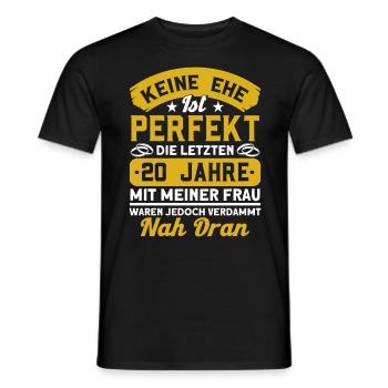 20. Hochzeitstag Porzellanhochzeit Ehepaar - Männer T-Shirt - Schwarz - Vorne - AI Model Male 178 light (178cm)