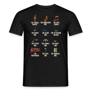 Notes de musique, musiciens - T-shirt homme - noir - Devant - AI Model Male 178 light (178cm)