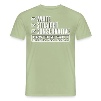 Weiß Gerade Konservativ, Beleidigt Dich? - Männer T-Shirt - Sage - Vorne - AI Model Male 178 light (178cm)