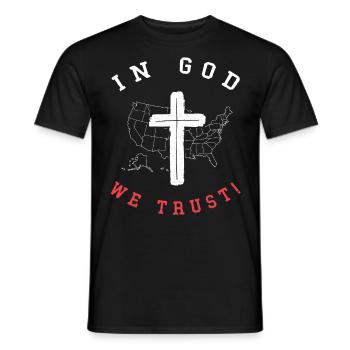 We trust in God, Christian Believers - Men's T-Shirt - black - Front - AI Model Male 178 light (178cm)