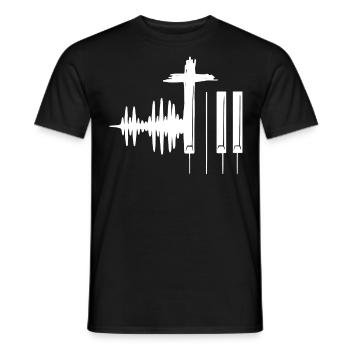 Christian Pianist, Jesus Music - Men's T-Shirt - black - Front - AI Model Male 178 light (178cm)