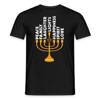 Famille juive de la paix, Hanouka, Hanoukka - T-shirt homme - noir - Devant - AI Model Male 178 light (178cm)