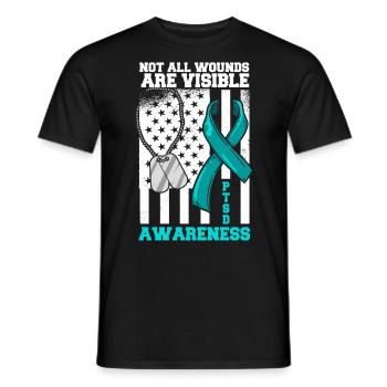 PTSD awareness that you are not alone - Men's T-Shirt - black - Front - AI Model Male 178 light (178cm)