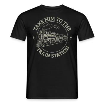 Take it to the train station - Men's T-Shirt - black - Front - AI Model Male 178 light (178cm)