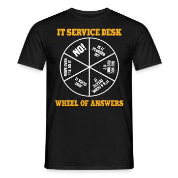 IT Service Desk Wheel of Answers - Men's T-Shirt - black - Front - AI Model Male 178 light (178cm)