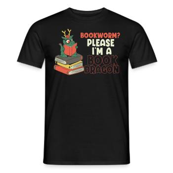 Bookworm, Please I Am A Book Dragon - Men's T-Shirt - black - Front - AI Model Male 178 light (178cm)