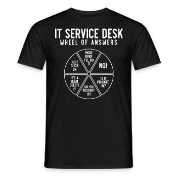 IT Service Desk Wheel of Answers - Men's T-Shirt - black - Front - AI Model Male 178 light (178cm)