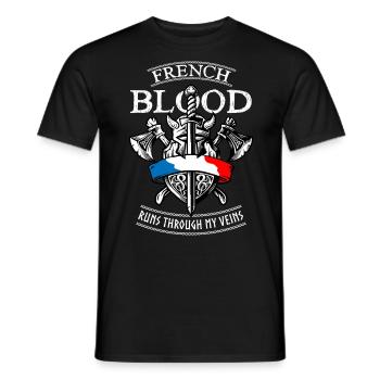French Blood Flows Through My Veins - Men's T-Shirt - black - Front - AI Model Male 178 light (178cm)