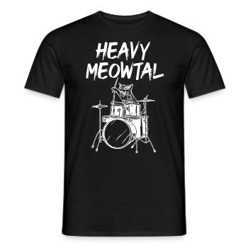 Heavy Meowtal Batteur Chat - T-shirt homme - noir - Devant - AI Model Male 178 light (178cm)