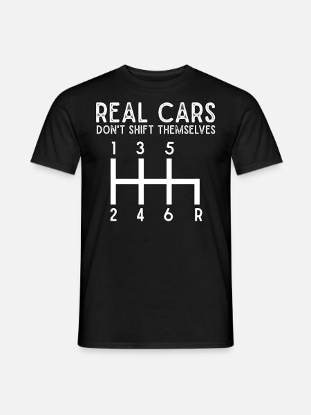 Echte auto's veranderen zichzelf niet, Stickshift - Heren T-shirt - zwart