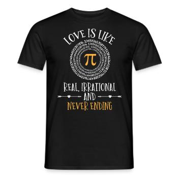 Liebe Ist Wie Pi, 3. 145, Echt Irrational - Männer T-Shirt - Schwarz - Vorne - AI Model Male 178 light (178cm)