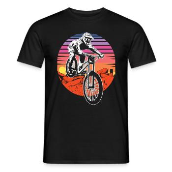 Mountainbike Retro Sunset - Männer T-Shirt - Schwarz - Vorne - AI Model Male 178 light (178cm)