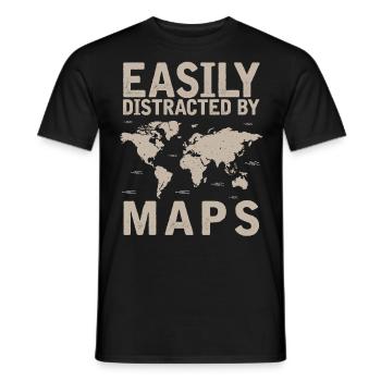 Cards, Map, Read Map, Distracted By Cards - Men's T-Shirt - black - Front - AI Model Male 178 light (178cm)